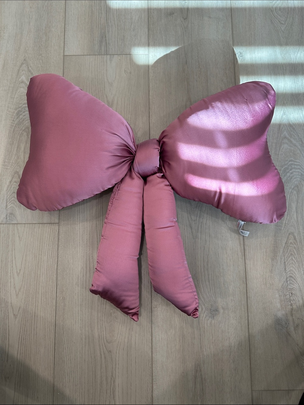 Urban Outfitters Satin Bow Accent Pillow in Dusty Rose